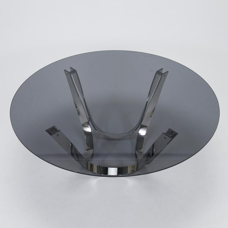 Roger Sprunger, a 1970s glass top coffee table by Roger Sprunger for Dunbar USA.