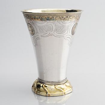 Simson Ryberg, bägare, delvis förgyllt silver, Stockholm 1779. Gustaviansk.