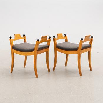 Stools, a pair, Karl Johan, mid-19th century.