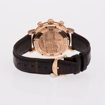 ARMBANDSUR, herr, IWC Schaffhausen, 18K guld, automat, läderarmband, original box, intyg 2014.