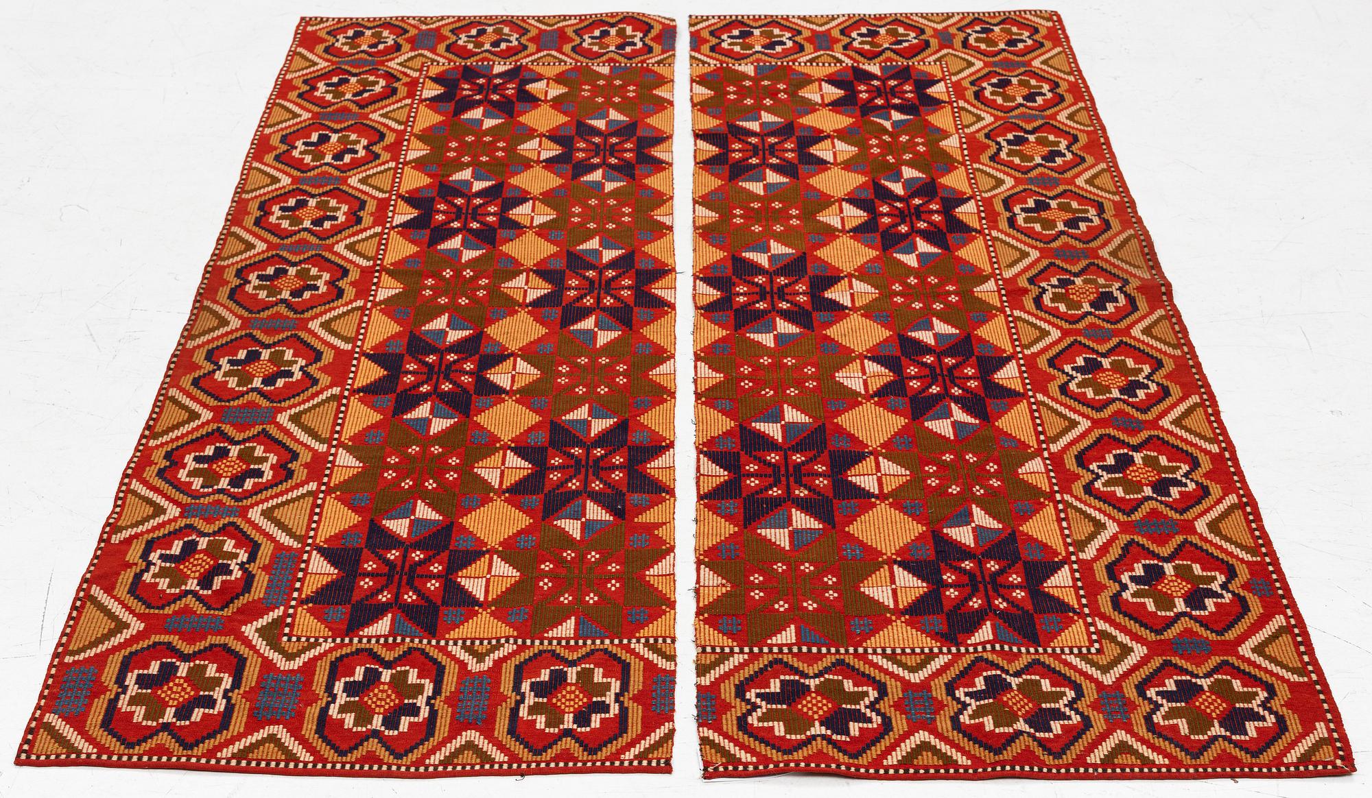 Textile, plain weave, 2 lengths, first half of the 20th century. 195 x 60 each.