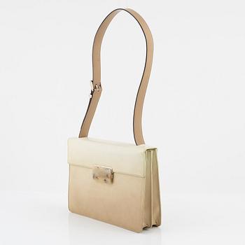 Prada, a beige patent leather bag.