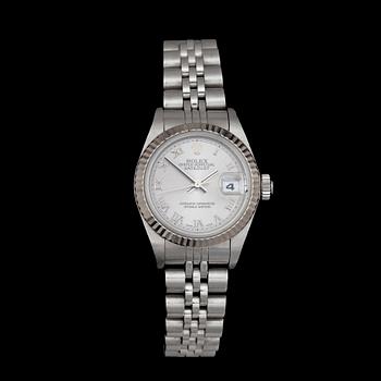 DAMARMBANDSUR, Rolex Oyster Perpetual, Datejust, stål/rhodium, med  box och cert, 2001/2002.
