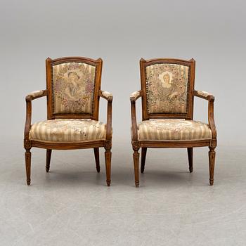 KARMSTOLAR, ett par, Louis XVI, 1700-/1800-tal.