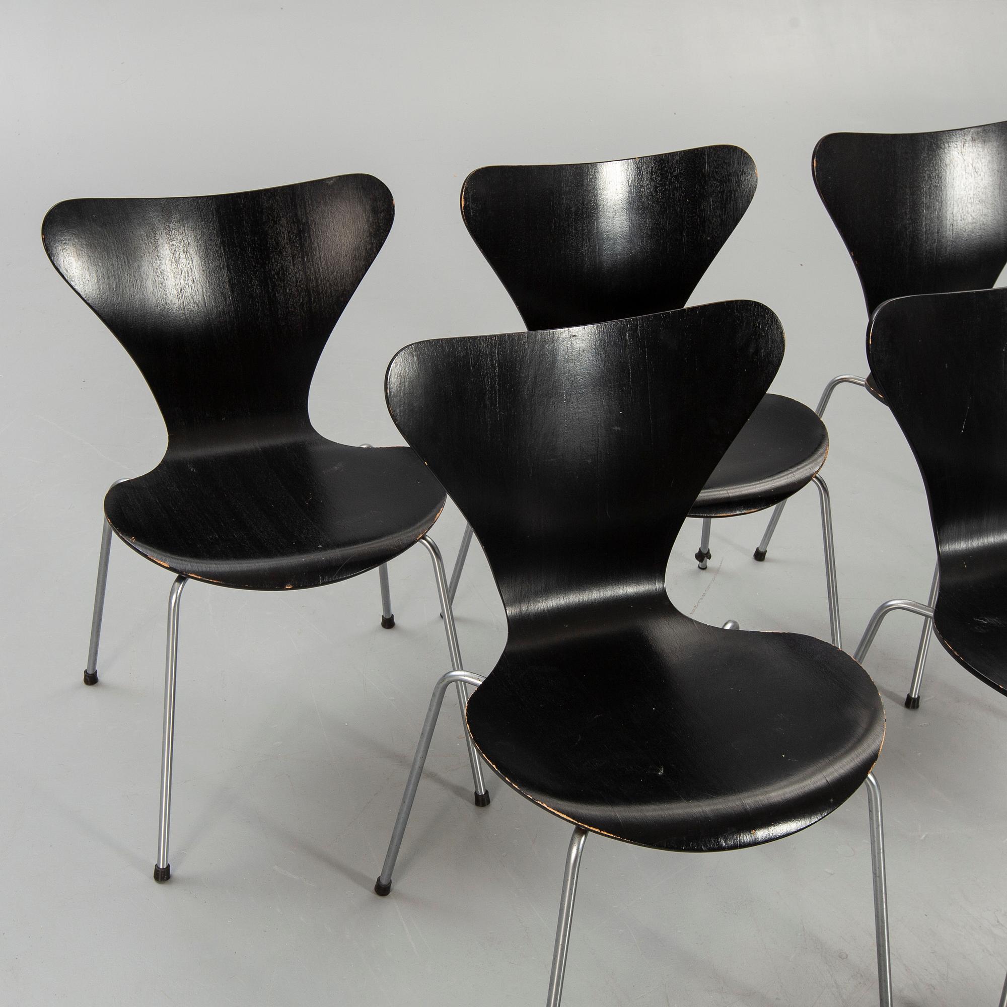 Arne Jacobsen, "Sjuan", stolar, 5 st.
