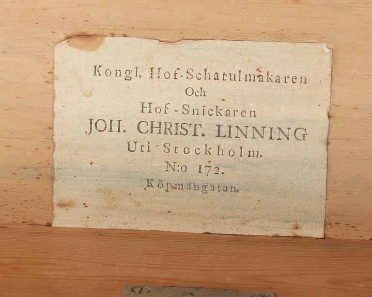 SKRIVSKÅP, av Johan Christian Linning (verksam i Stockholm 1779-1801). Sengustavianskt.