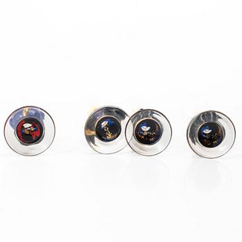 Gunnar Cyrén, four shot glasses, 'Djävulsglas', Nobel, Orrefors.