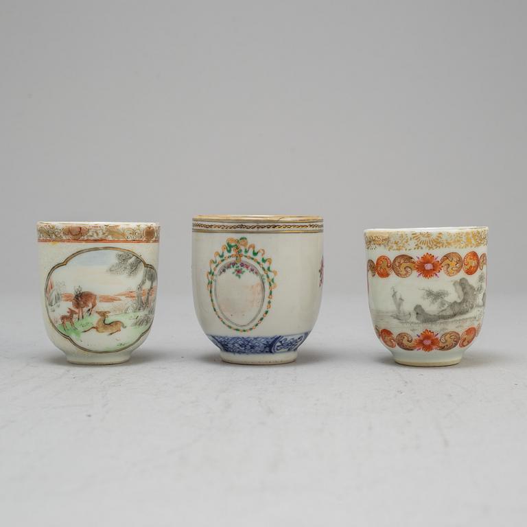 Six famille rose cups, Qing dynasty, Qianlong (1736-95).