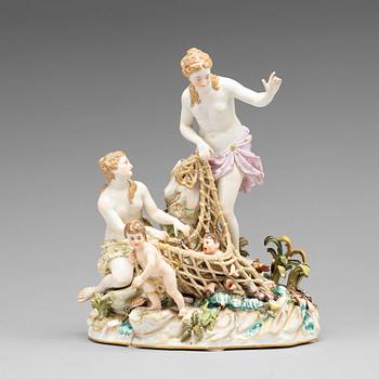 268. A Meissen allegorical figure group, second half of the 19th Century. Not first quality.