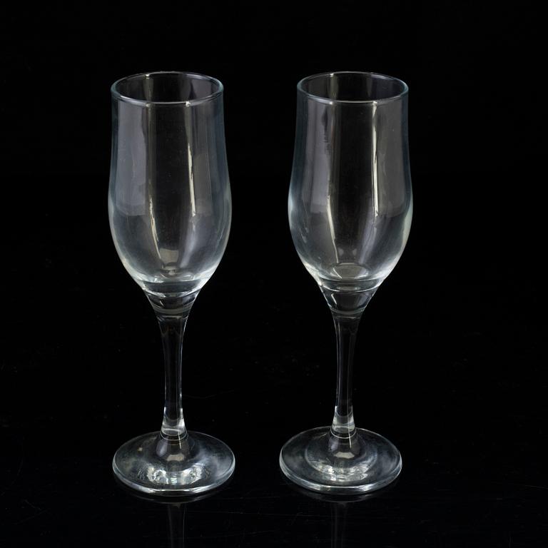 A set of ten 20th century champagne glasses.