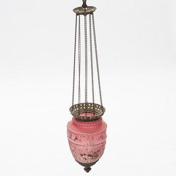 A glass ceiling lantern, circa 1900.