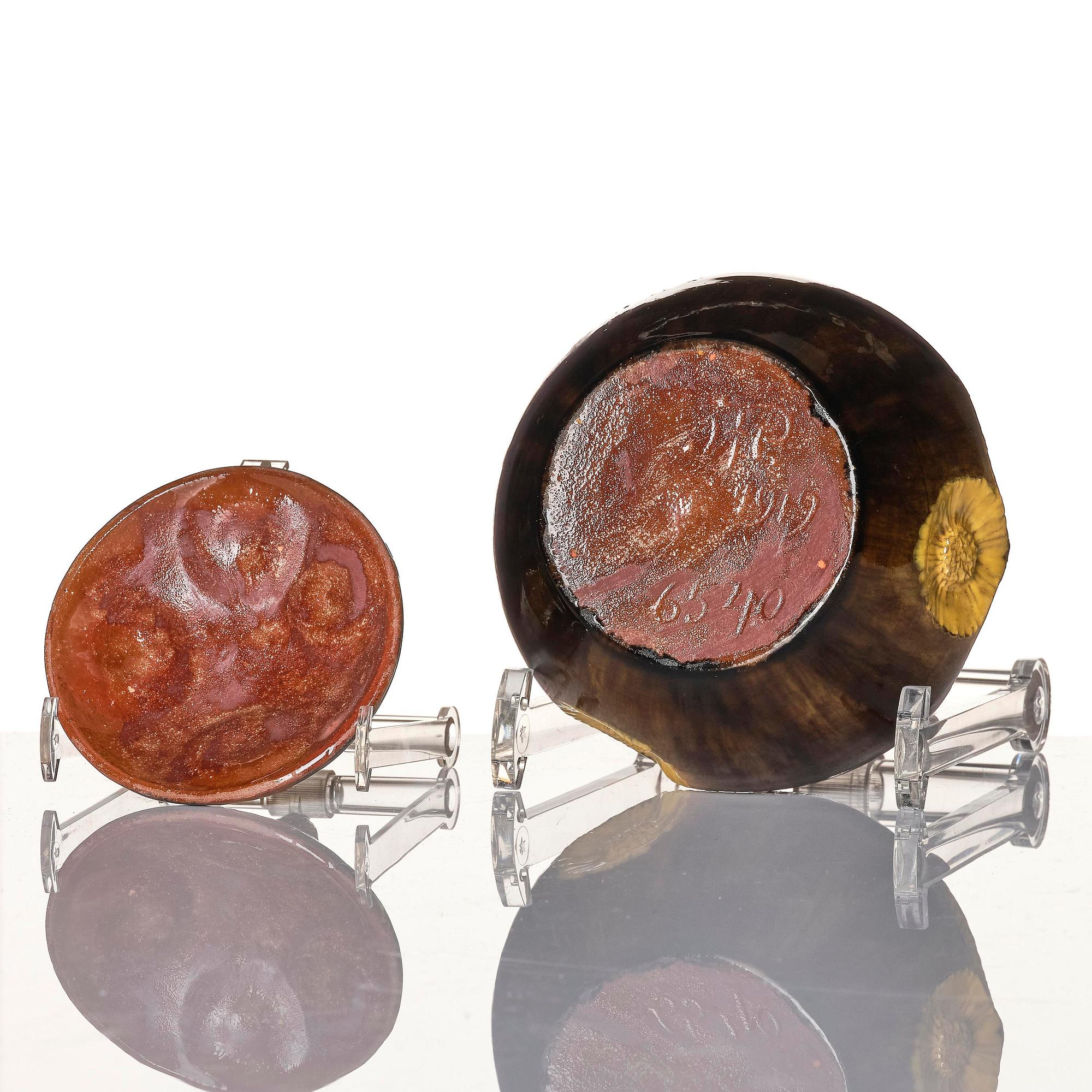 Hilma Persson-Hjelm, a glazed earthenware art nouveau lidded bonbonnière, executed in her studio, Arvika, 1919, Art Nouveau. No. 6540.