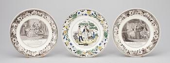 TALLRIKAR, 10+5 st, flintgods, Montereau Frankrike (1827-40).