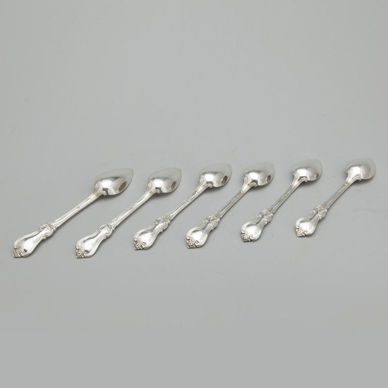 EFTERRÄTTSSKEDAR, 6 st, silver, Christian Hammer, Stockholm 1850. Total vikt ca 271 gram.