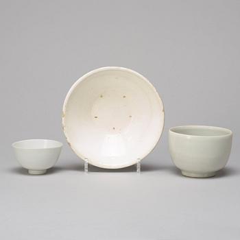 A group of white glazed bowls, South East Asian, presumably 17th Century.