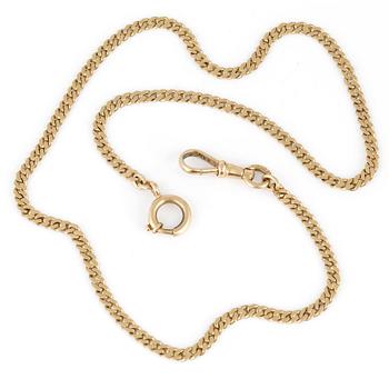 KLOCKKEDJA, Trygve Sundin, Stockholm, 1932. 18K guld.