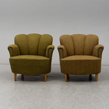 A pair of 1930/40's easy chairs.