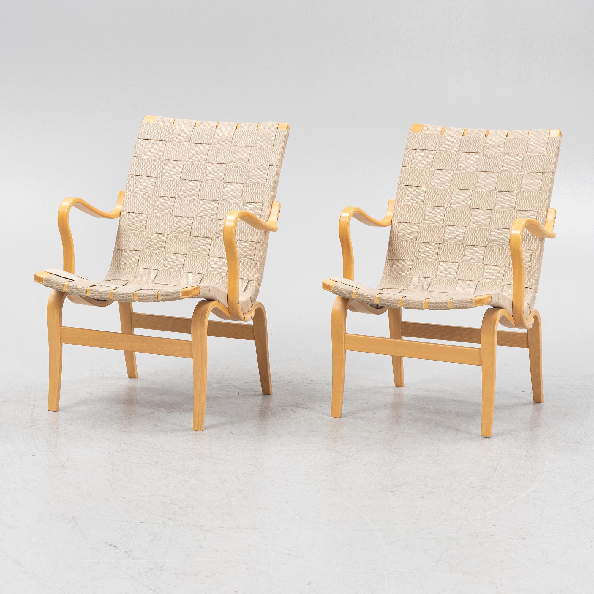 Bruno Mathsson, fåtöljer, ett par, "Eva", Dux.