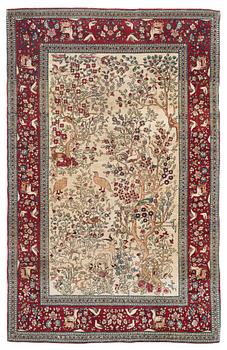 1205. RUG, semi-antique Esfahan figural, 219 x 140,5 cm.