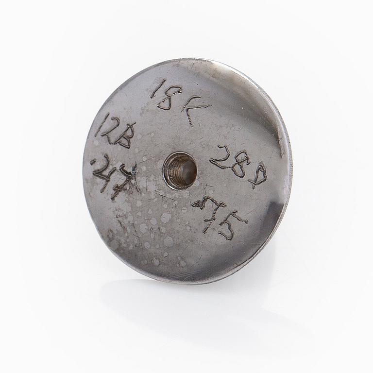 A pair of 18K white gold earrings set with baguette-cut and brilliant-cut diamonds.