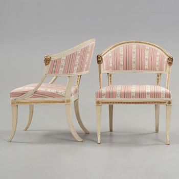 A pair of late Gustavian armchairs by Ephraim Ståhl (master in Stockholm 1794-1820).