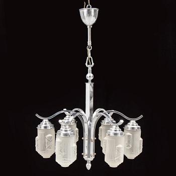 A 1930s/1940s art déco ceiling light.