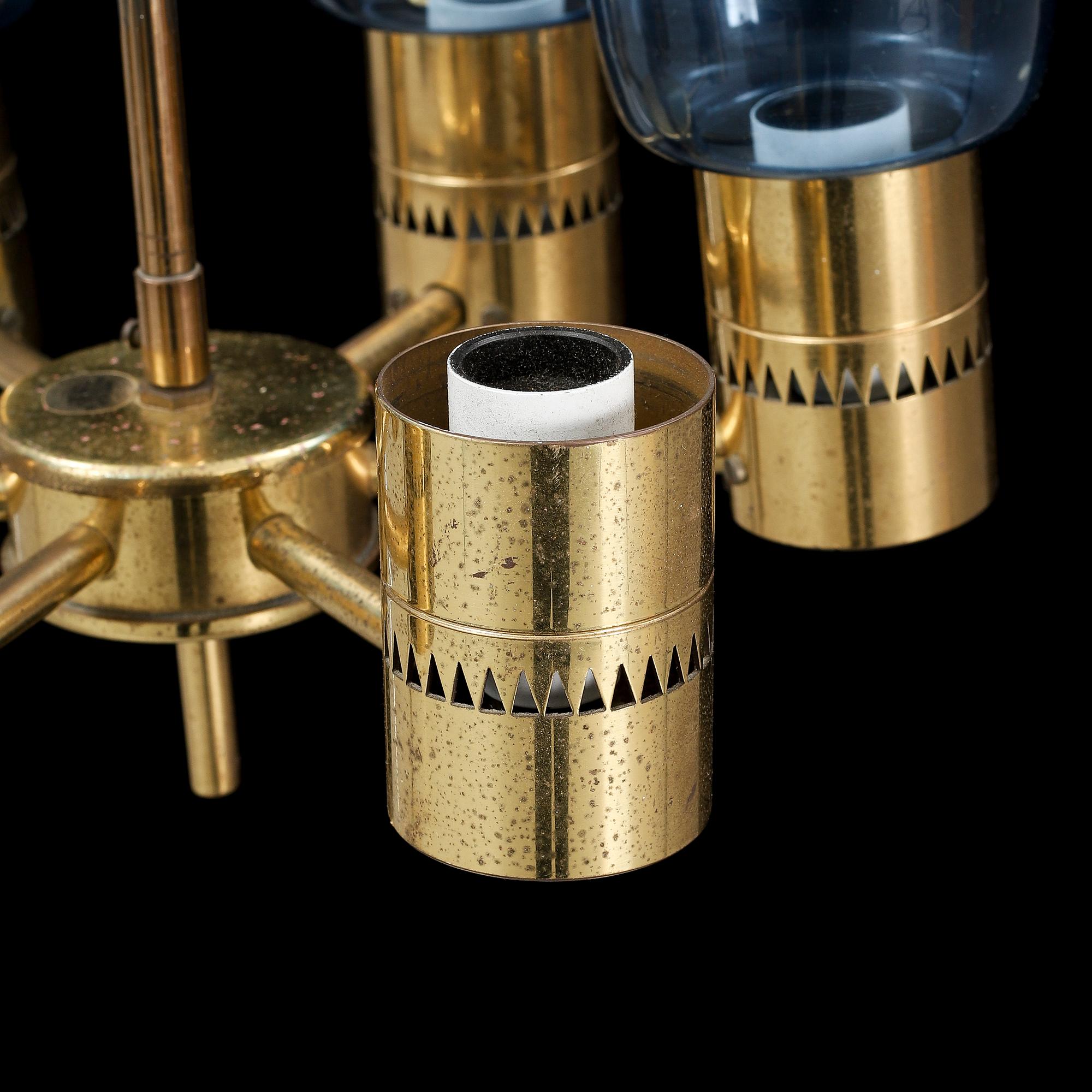 HANS-AGNE JAKOBSSON, a brass and glass ceiling light, Markaryd.