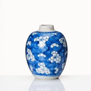 A blue and white tea caddy, Qing dynasty, Kangxi (1662-1722).