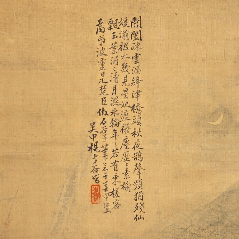 Yang Shaogu after Wang Hui (19th century), Travellers with water buffalo in moonlight, China, Qing dynasty.