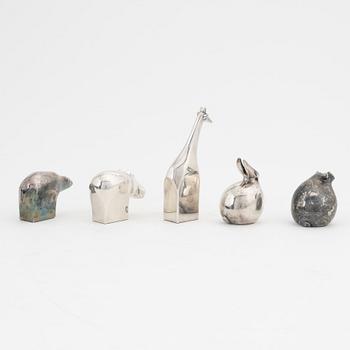 Gunnar Cyrén, with others, five silver plated zinc figurines, Dansk Designs, Japan.