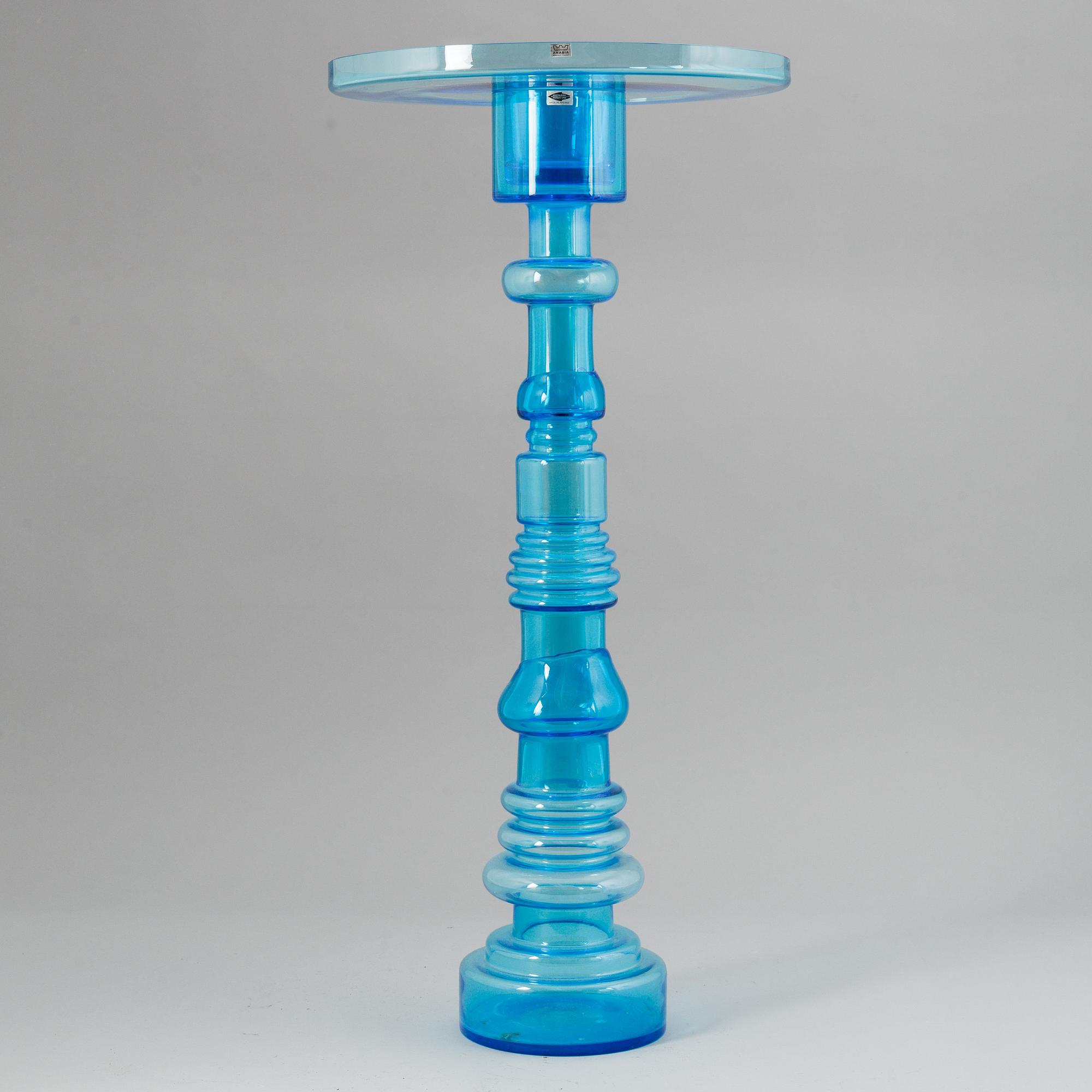 OIVA TOIKKA, a glass vase and dish, "Fyren", labeled Arabia and Nuutajärvi, Finland.