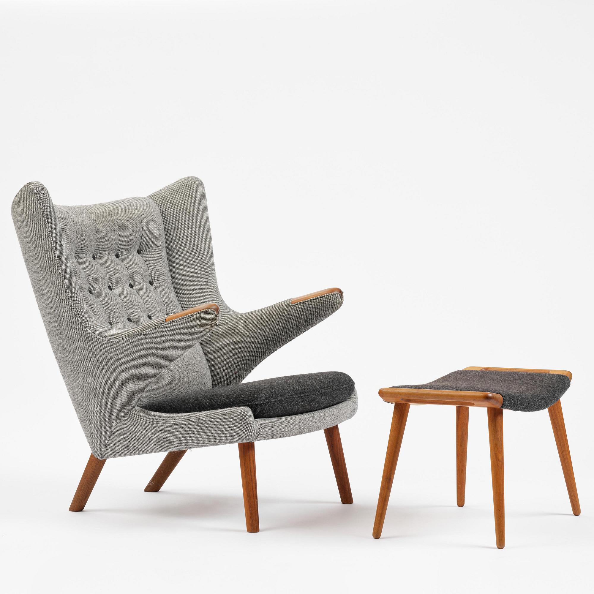 Hans J. Wegner, a "Bamse" (Papa Bear) armchair with ottoman, PP Møbler, Denmark.