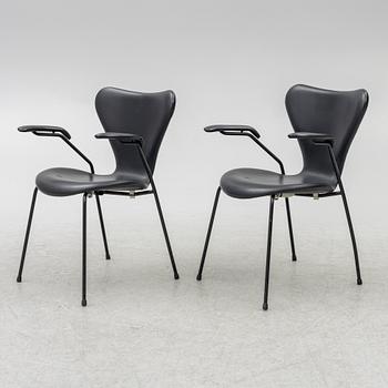 Arne Jacobsen, five 'Seven' armchairs, Fritz Hansen, Denmark, 21st century.