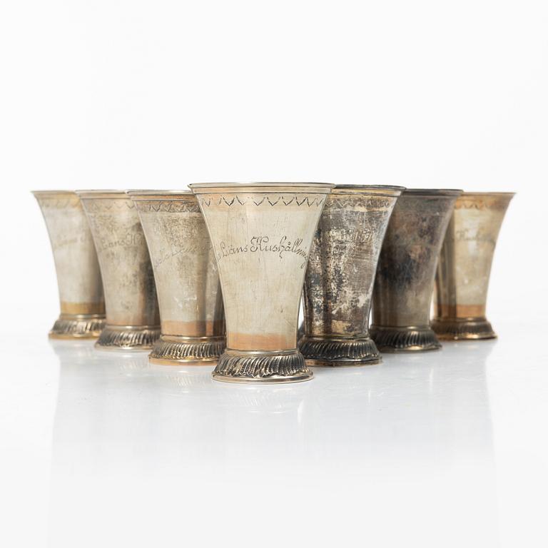 Bägare, 10 st, silver, KG Markström, Uppsala 1912-1924.
