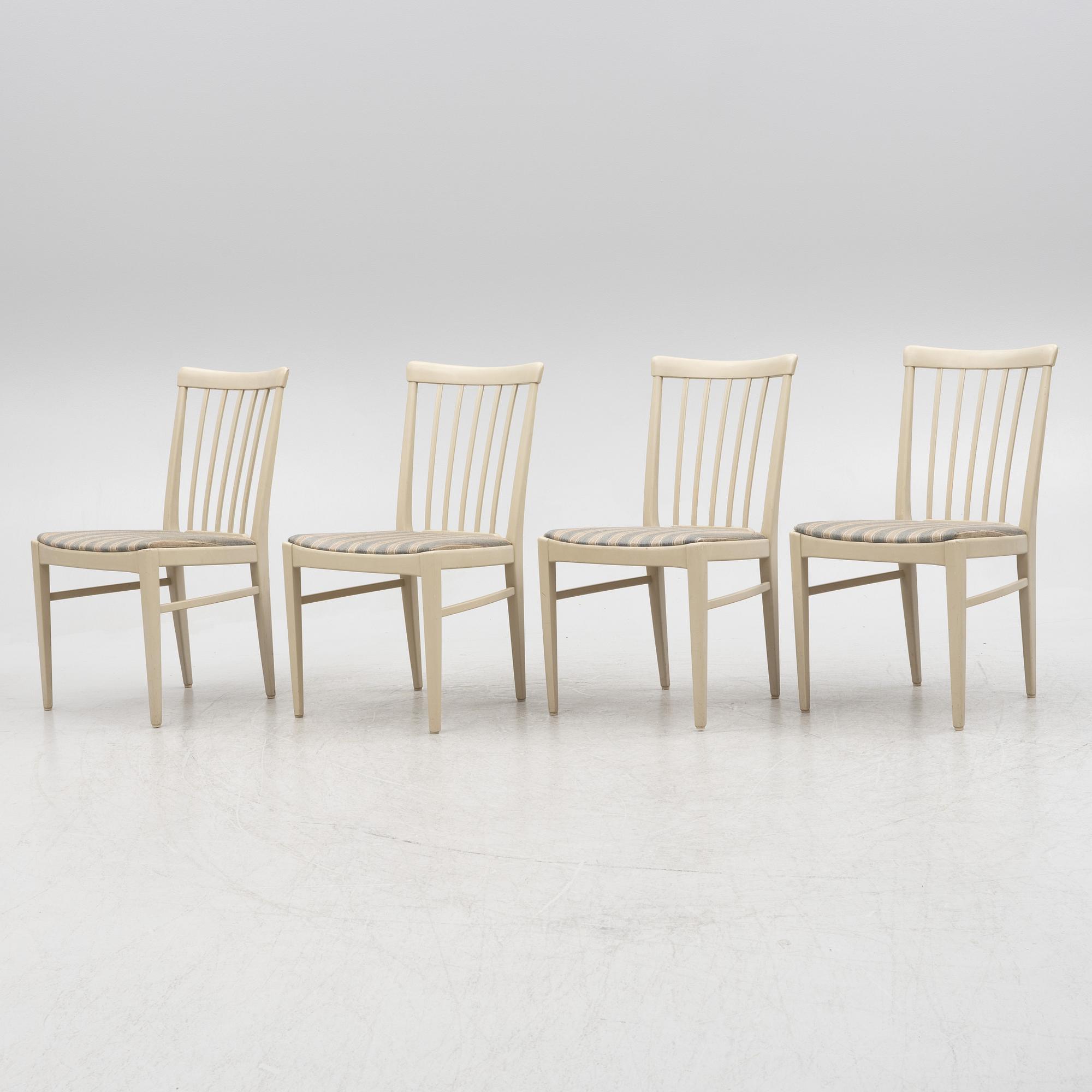 Carl Malmsten, a set of four 'Herrgården' chairs, Bodafors, second half of the 20th century.