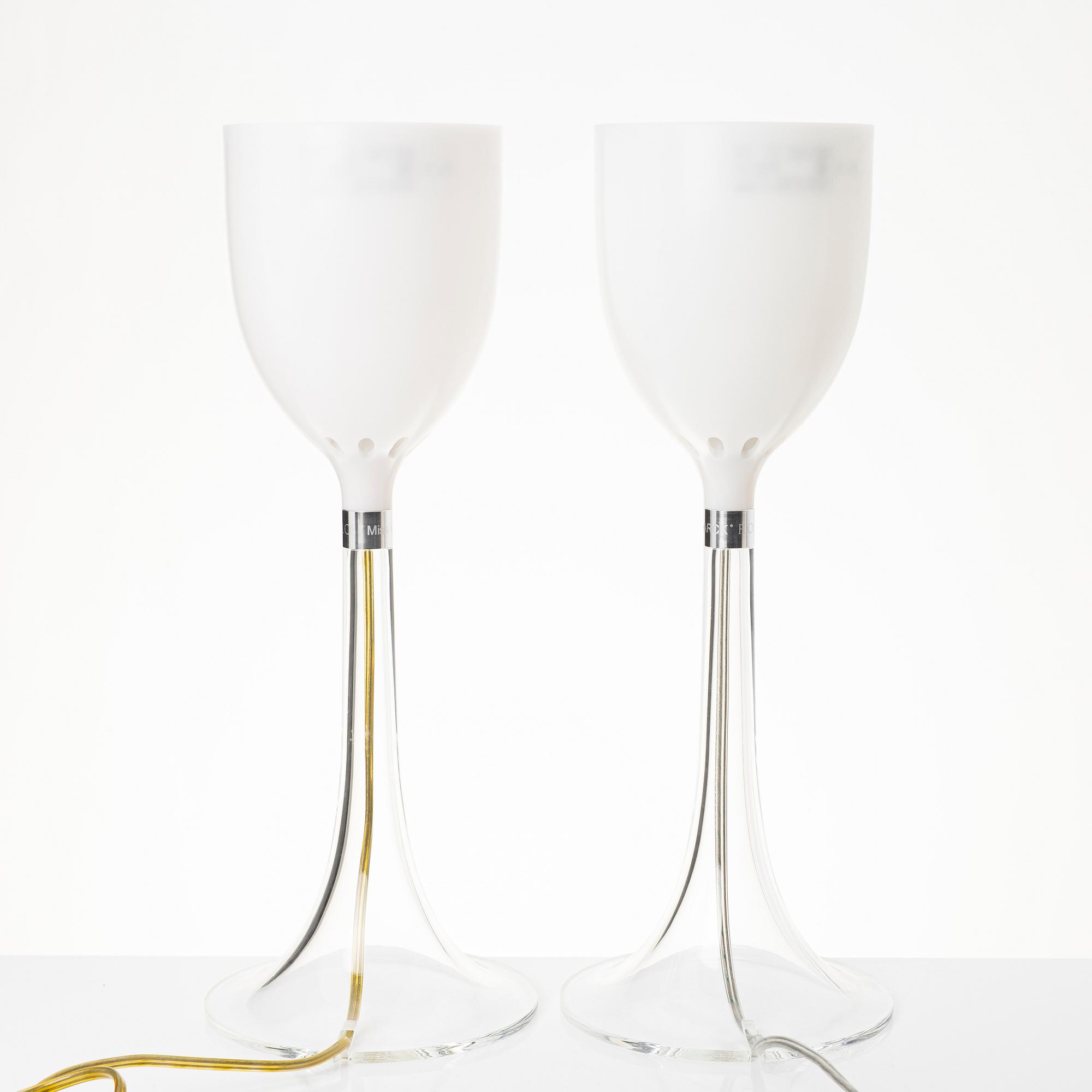 Philippe Starck, a pair of 'miss K soft' table lamps, Flos, Italy.