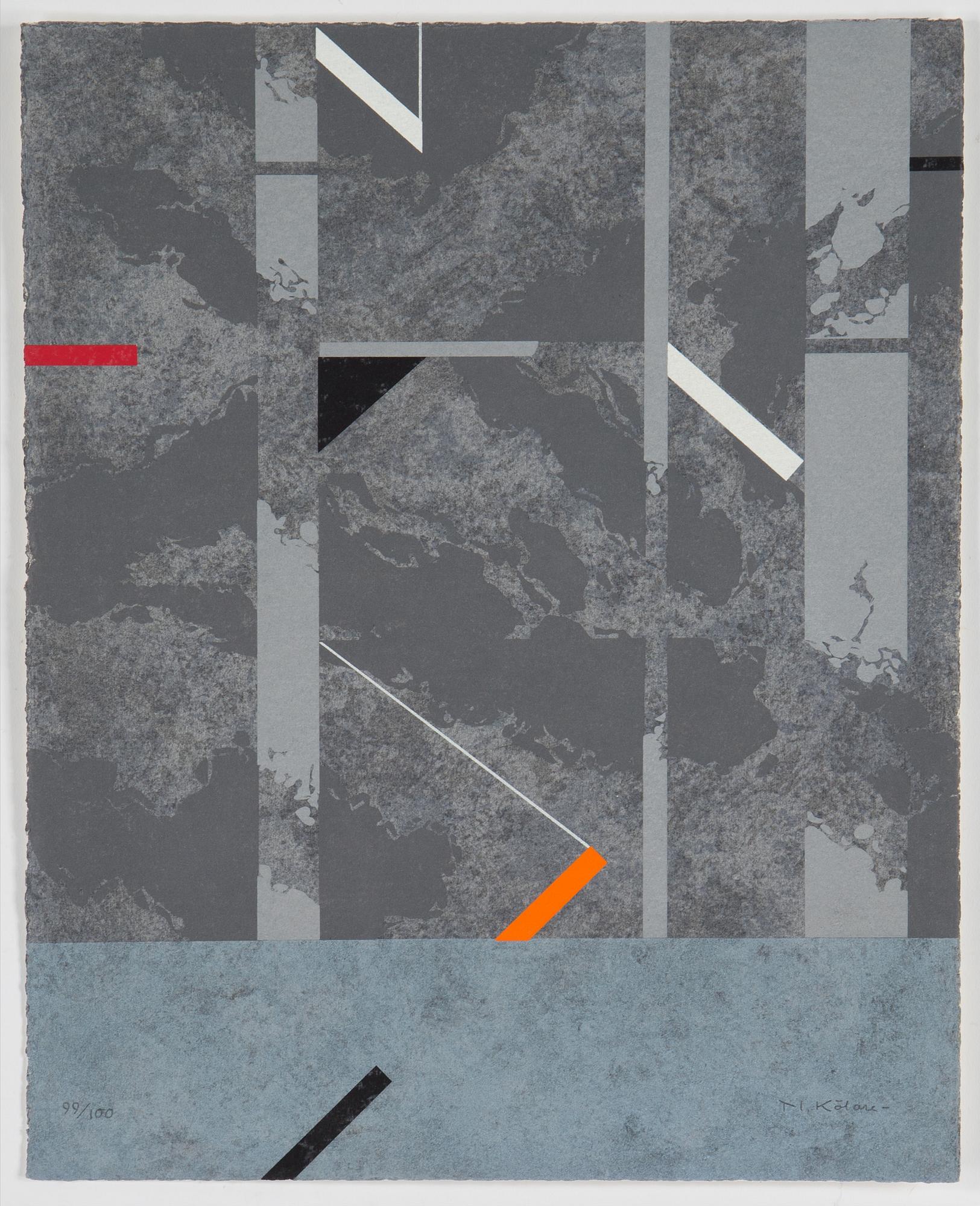 NILS KÖLARE, färgserigrafier, 3 st i mapp med bok, "Kolofon", signerade N. Kölare och numrerad 99/100 med blyerts.