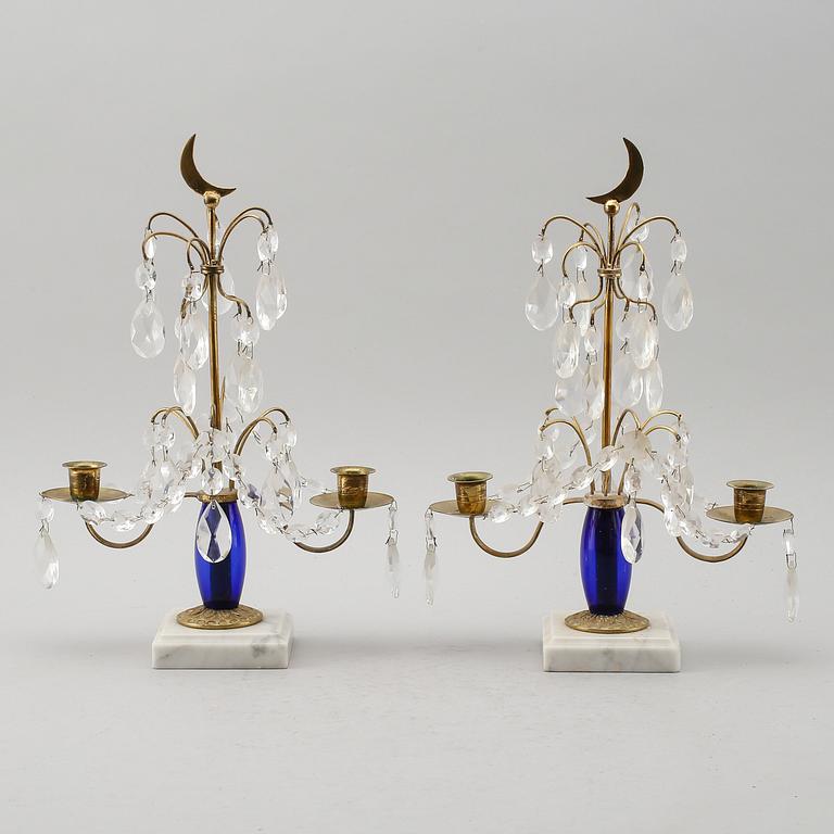 BORDSLYSTRAR, 1 par, gustaviansk stil, 1900-talets mitt.