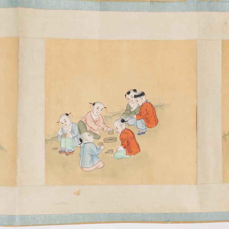A painting of 'boys' at play by anonymous artist, late Qing dynasty.