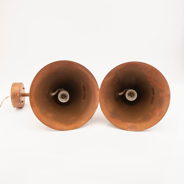 Hans-Agne Jakobsson, wall lamps, a pair, "Tratten" Markaryd, late 20th century.