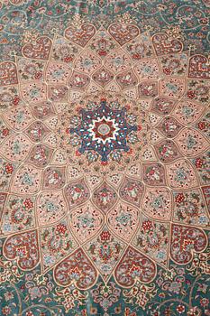 MATTO, Old silk Qum, signed Moghadam, ca 309,5 x 190,5 - 193 cm.