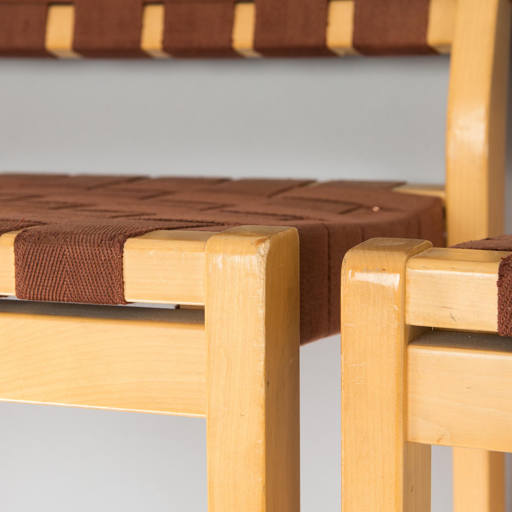 Alvar Aalto, a set of 8 chairs, model 611, Artek, Finland, late 20th century.
