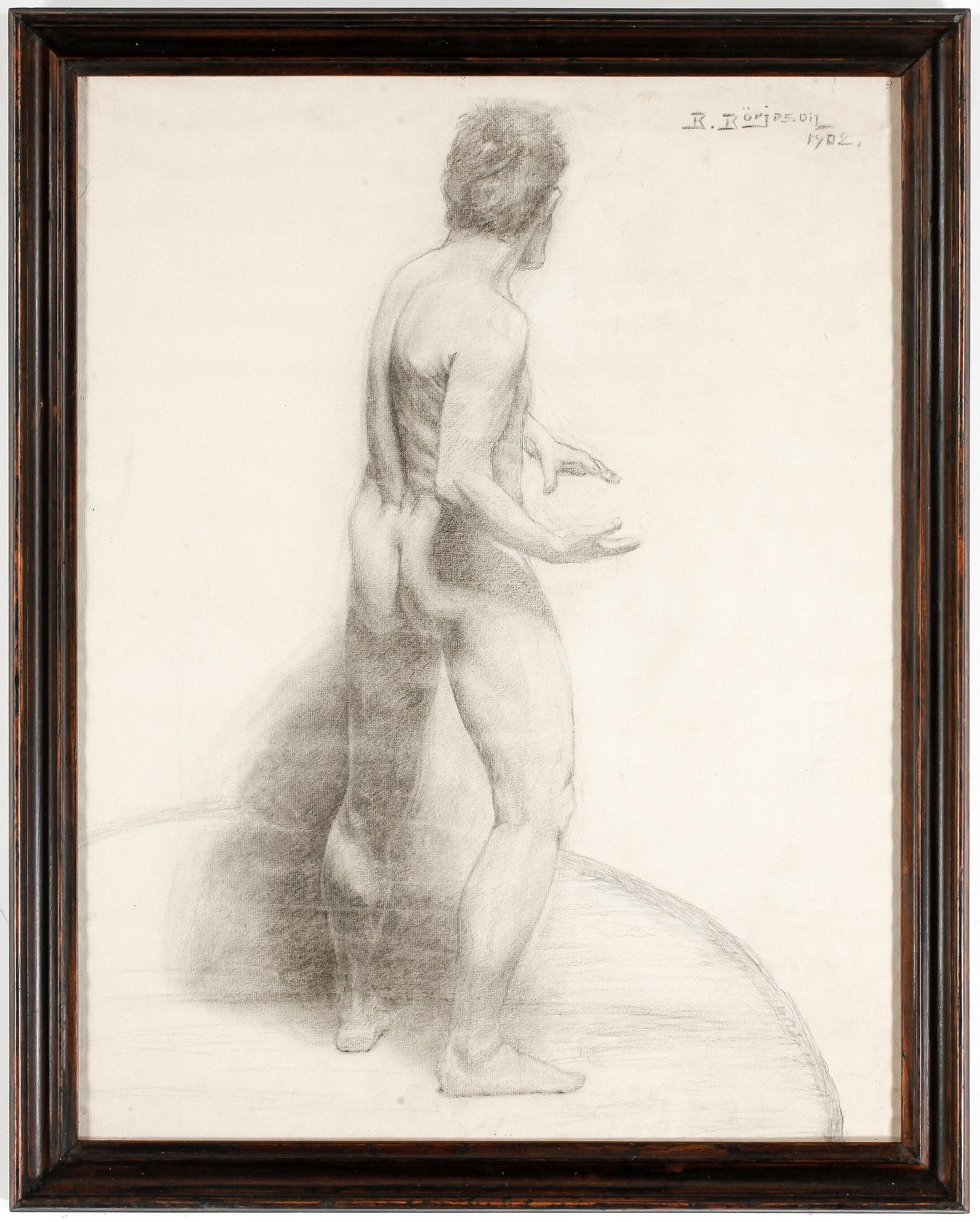 BÖRJE BÖRJESON, kolteckning, signerad o daterad 1908.