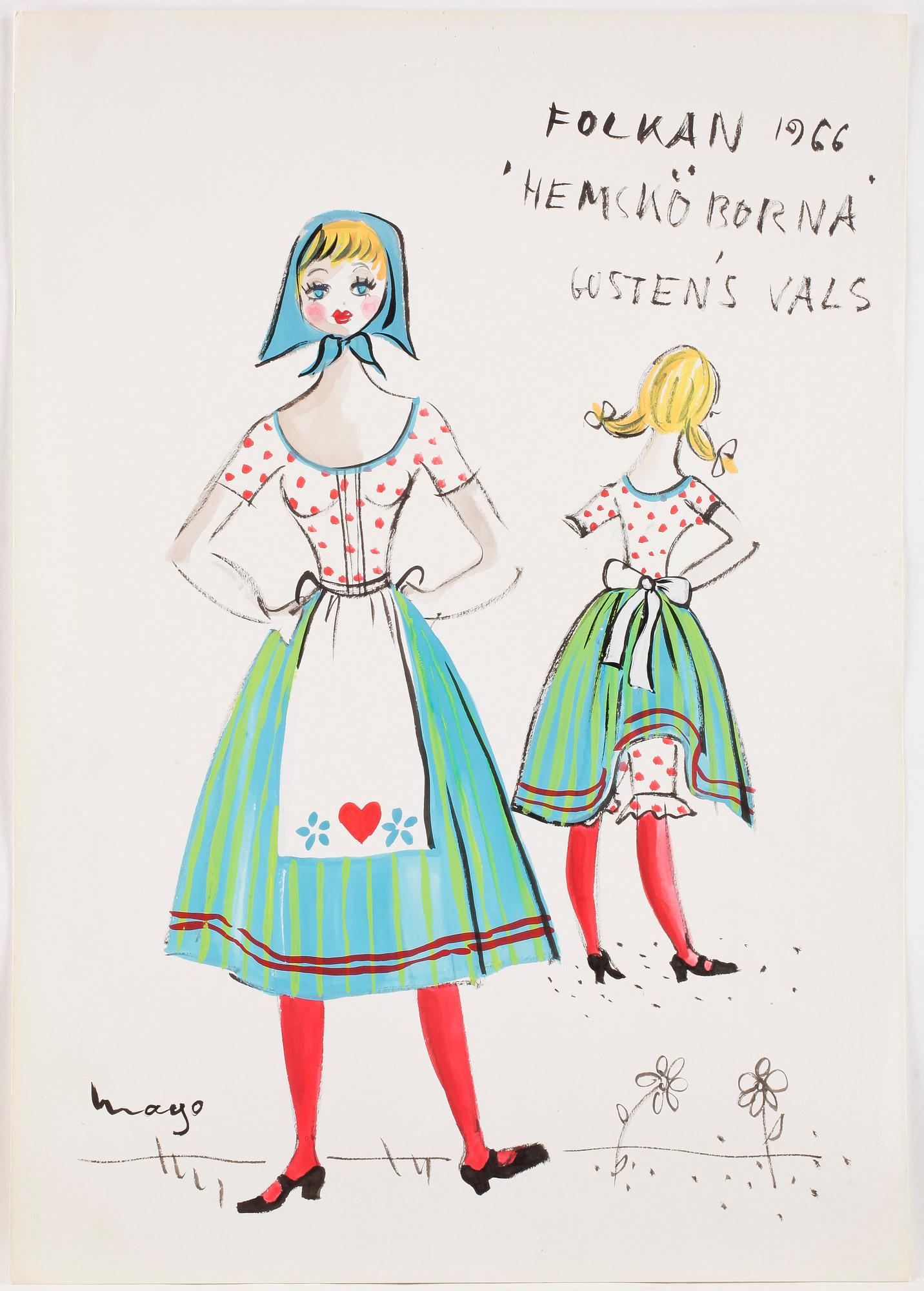 MAX GOLDSTEIN, dräktskisser, teckningar, blyertsskisser, tygprover, ca 30 st, vissa daterade o signerade.