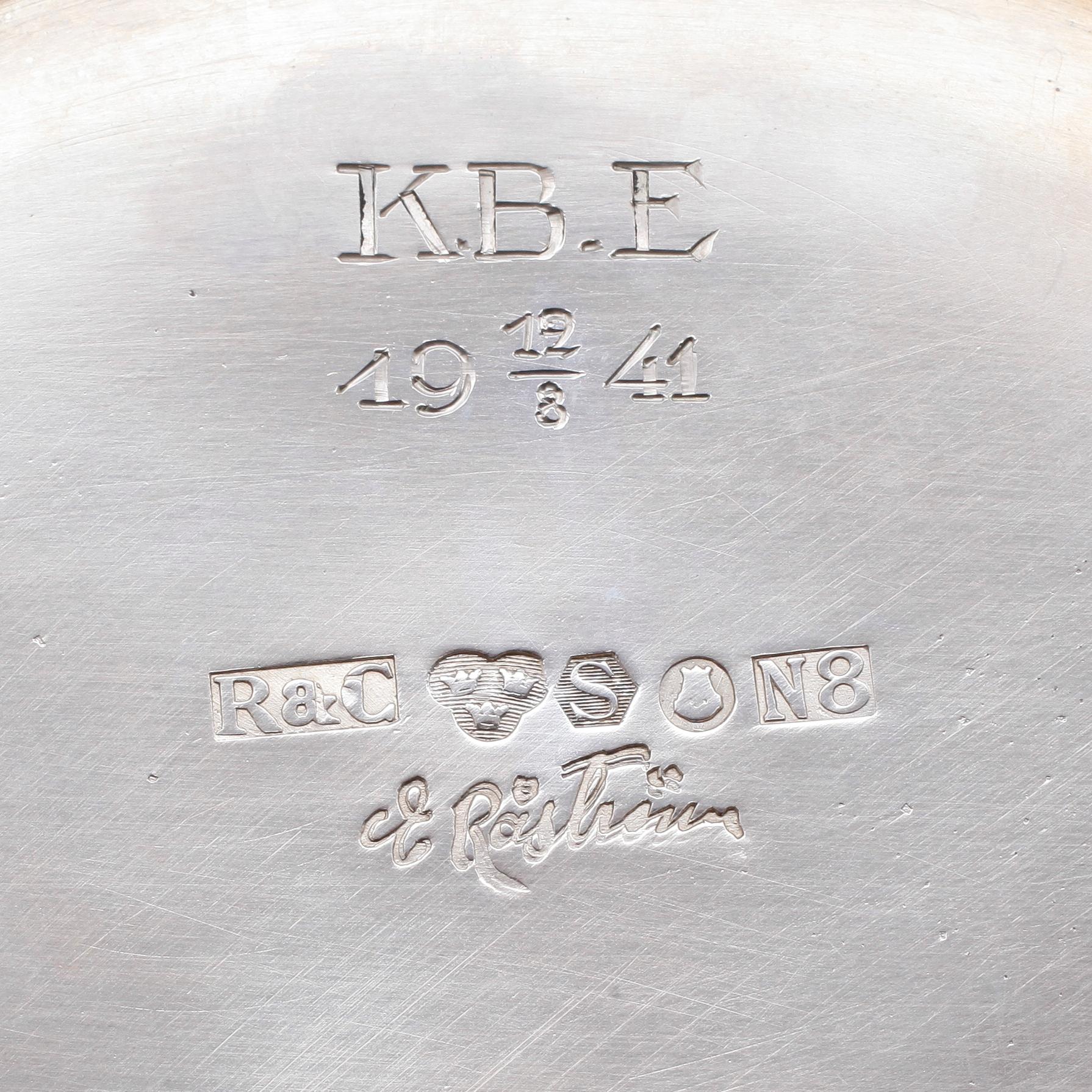 KAFFESERVIS, 3 delar, silver, Eric Råström, Stockholm 1939. Total vikt ca 1194 g.