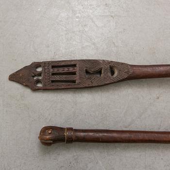 A set of two African ceremonial wooden paddles first half of the 20th century.