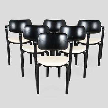 Ilmari Tapiovaara, a set of six 1960s 'Aslak' armchairs for Asko, Finland.