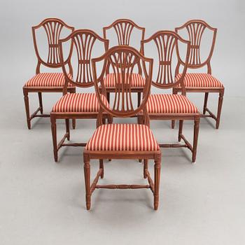 A SET OF SIX LATE GUSTAVIAN CHAIRS, cirka 1800.