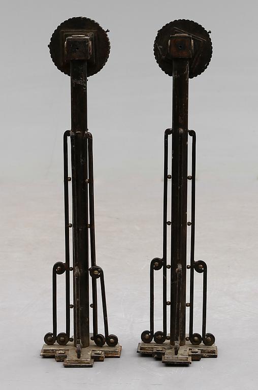 VÄGGLAMPOR, 1 par, smide och förkromad metall, art déco, 1900-talets första hälft.