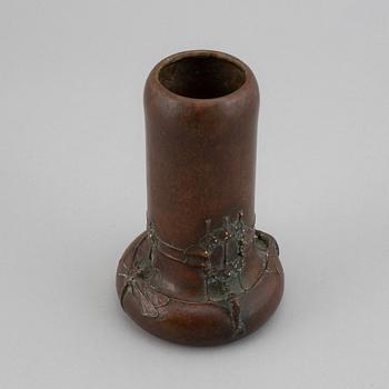 A Hugo Elmqvist Art Nouveau patinated bronze vase, by Elsa Kock, Stockholm, early 1900's.